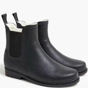 J. Crew Factory Chelsea Rain Boots with Shearling Lining